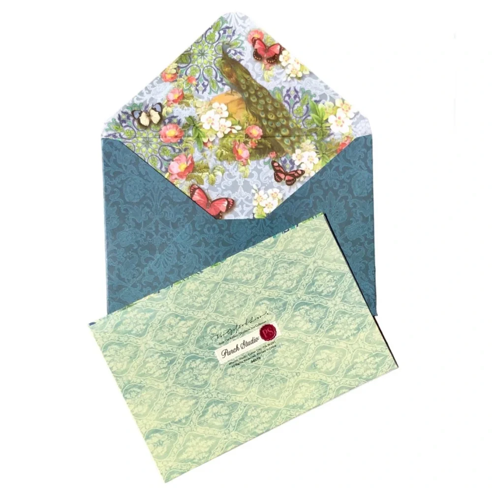 Punch Studio Royal Peacock Book Box with 20 Note Cards w Env (94279)